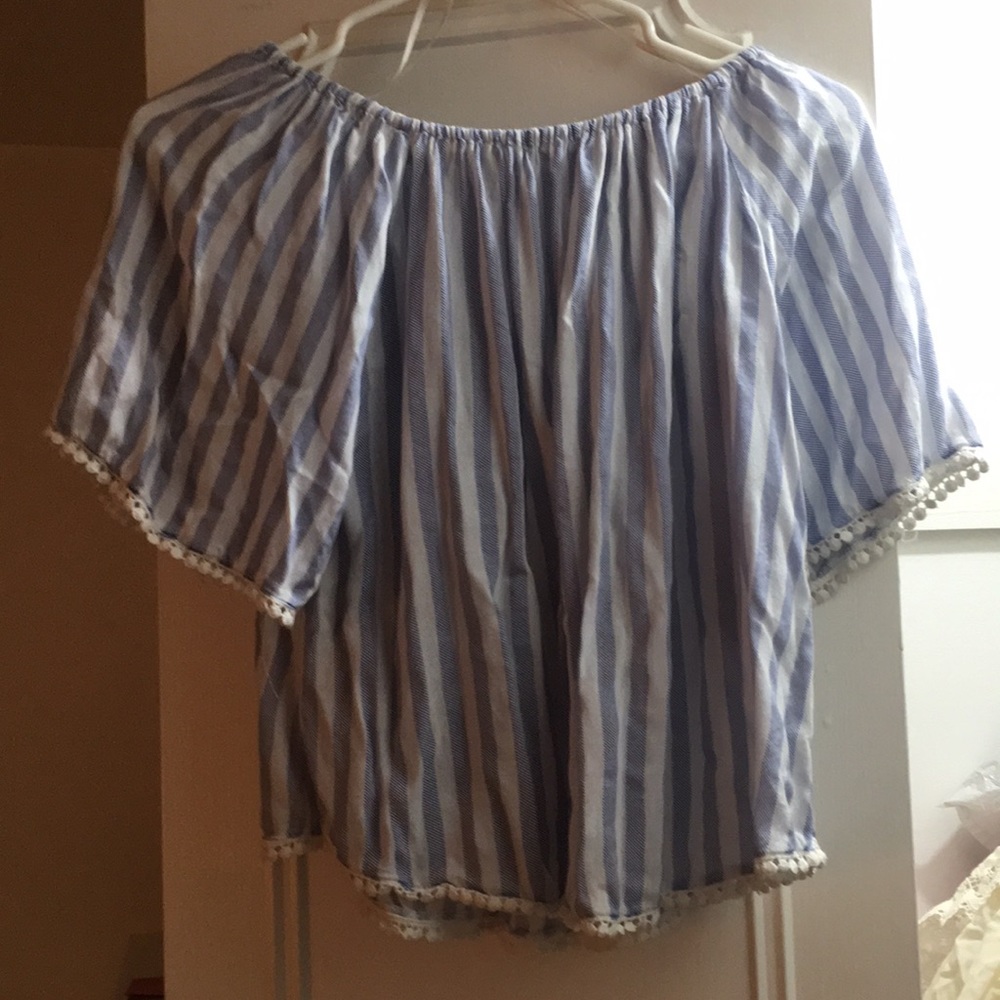 Over the shoulder stripped shirt